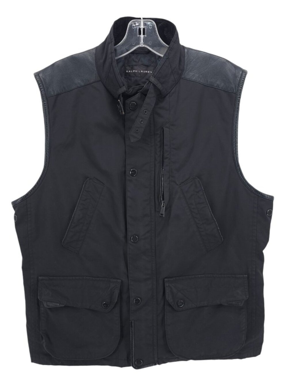 RALPH LAUREN BLACK LABEL Vest Lambskin Leather Trim MADE IN ITALY Men's LARGE